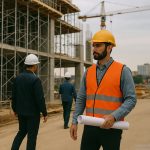 مهندس در حال بررسی نقشه‌های ساختمانی – بیمه مسئولیت حرفه‌ای مهندسین